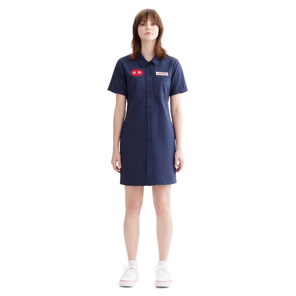 Airwalk Navy Canvas Patch Shirt Dress Size Small
